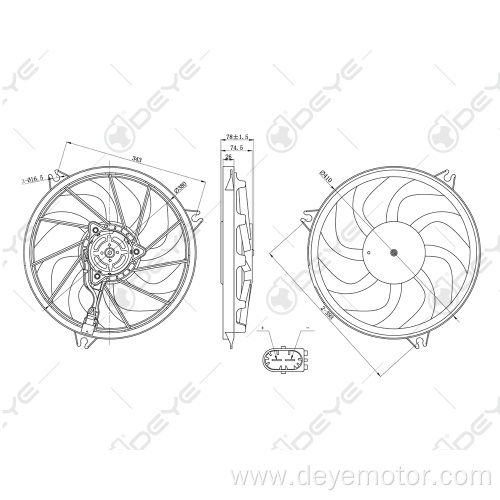 Electric radiator cooling fan motor for PEUGEOT 206